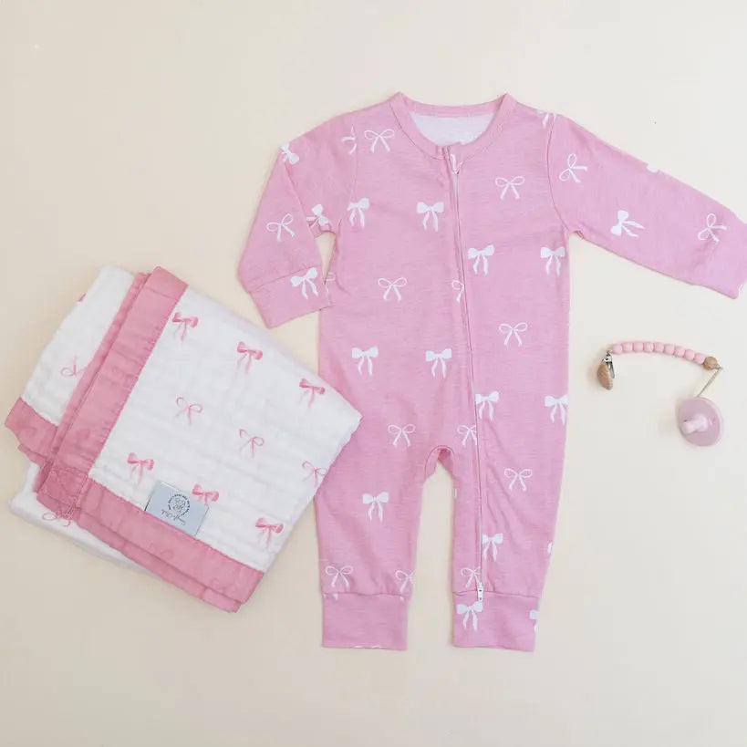 Zipped Onesie (0–12 Months) – Pretty in Bows Snuggle Buds