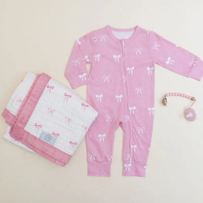 Zipped Onesie (0–12 Months) – Pretty in Bows Snuggle Buds
