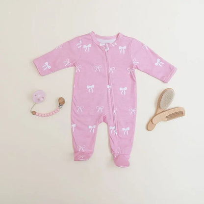 Zipped Onesie (0–12 Months) – Pretty in Bows Snuggle Buds